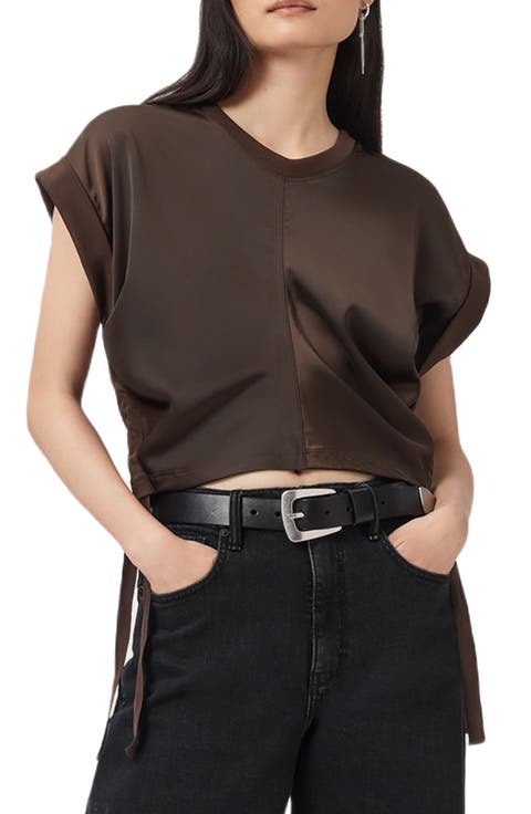 Mira Cinched Side Satin T-Shirt