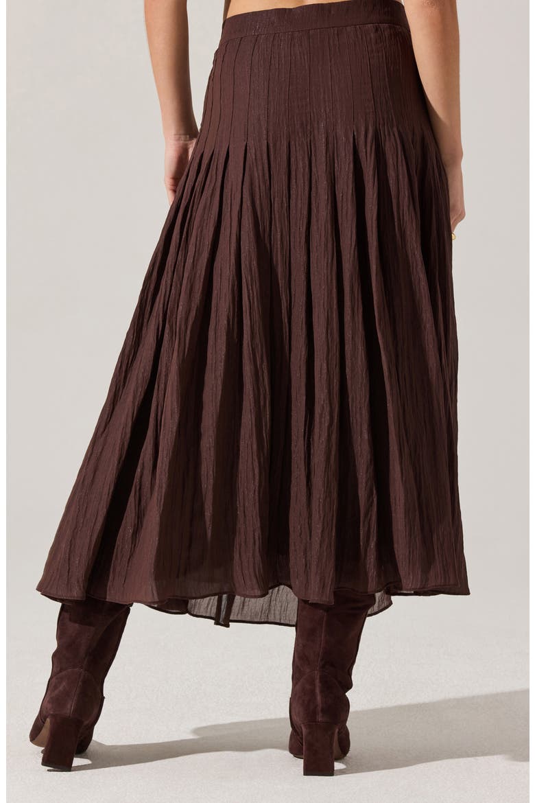 Daivini Metallic Pleated Skirt, Alternate, color, BROWN