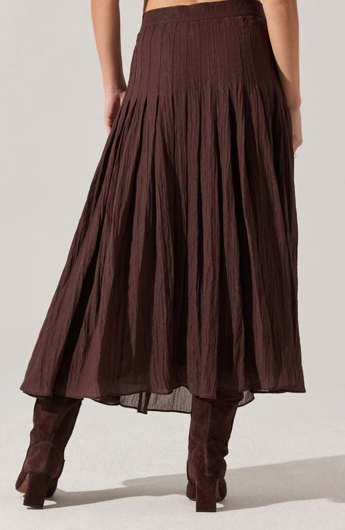 Astr The Label Daivini Metallic Pleated Skirt In Brown