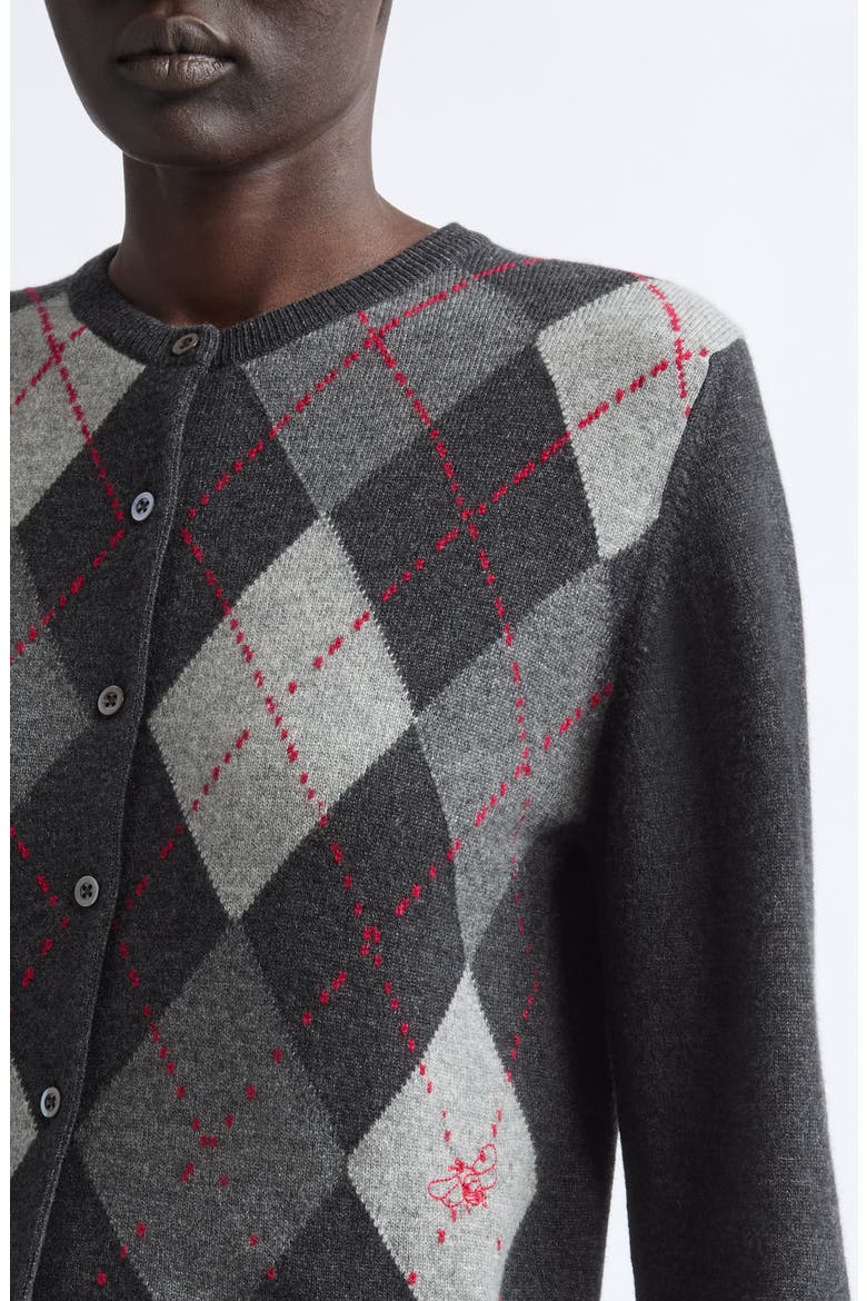 Clan Argyle Plaid Cashmere Cardigan, Alternate, color, CHARCOAL COLOURWAY