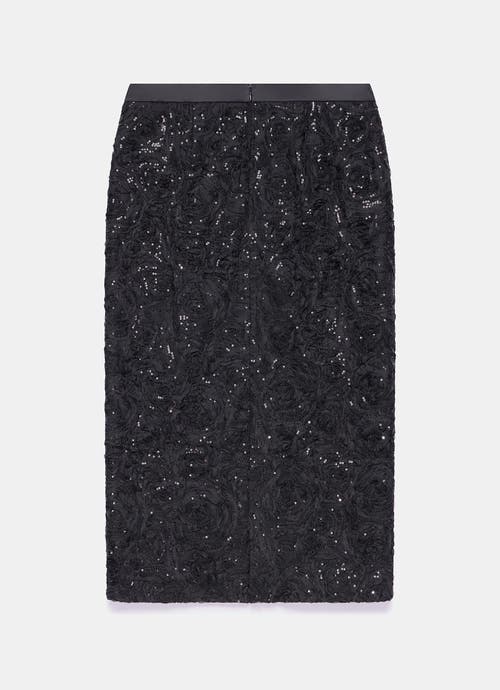 Mint Velvet Sequin Midi Skirt In Black