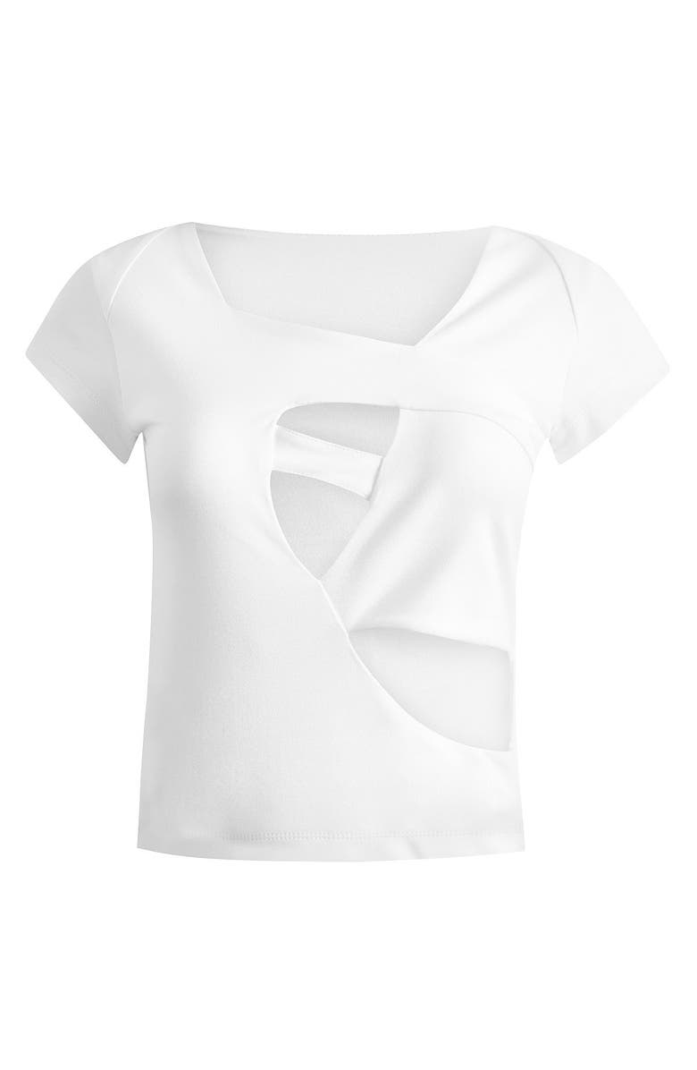 Jendue Assymetric Cut Out Tshirt Optic White, Main, color, White