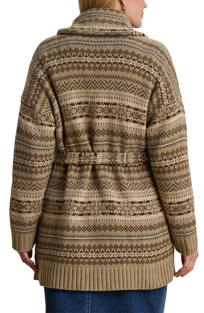 Lauren Ralph Lauren Fair Isle Belted Wool & Cotton Blend Cardigan, Alternate, color, Adirondack Heather Multi