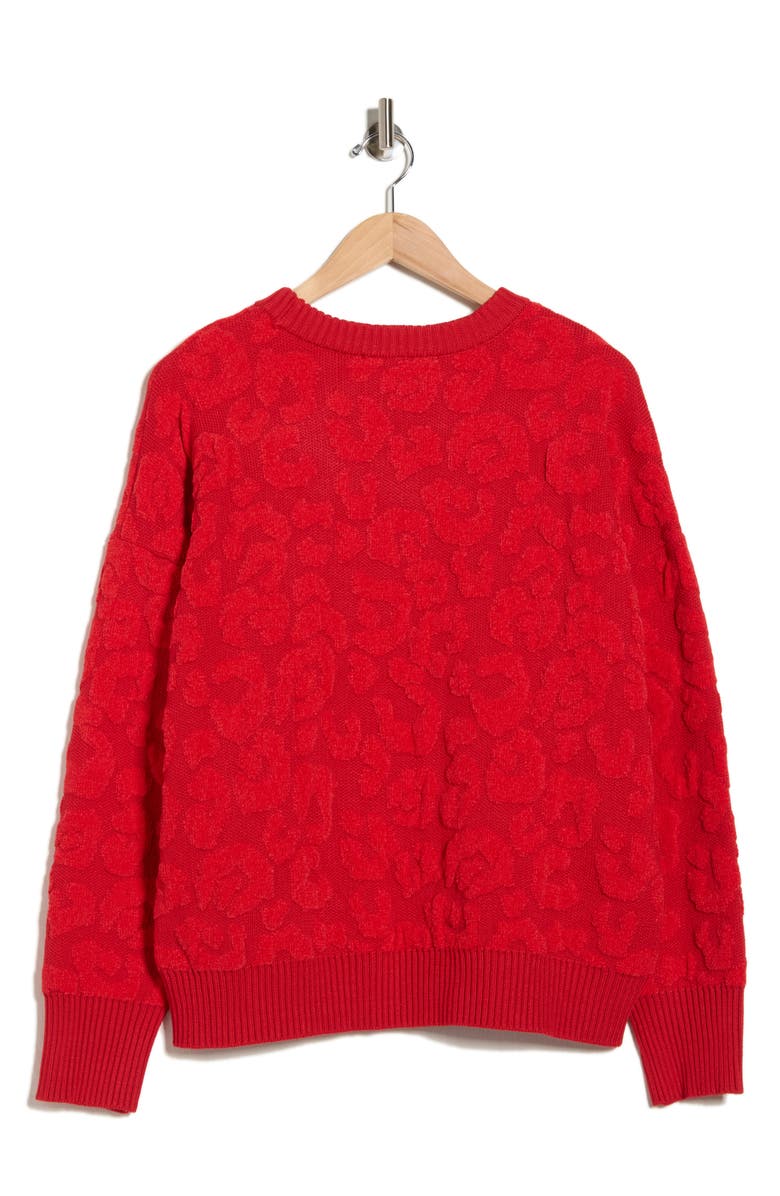DKNY Cheetah Chenille Sweater, Alternate, color, Red Light