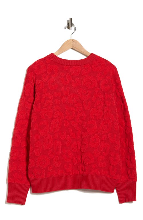 Dkny Cheetah Chenille Sweater In Red