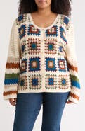 Forgotten Grace Crochet Granny Square Cardigan Sweater