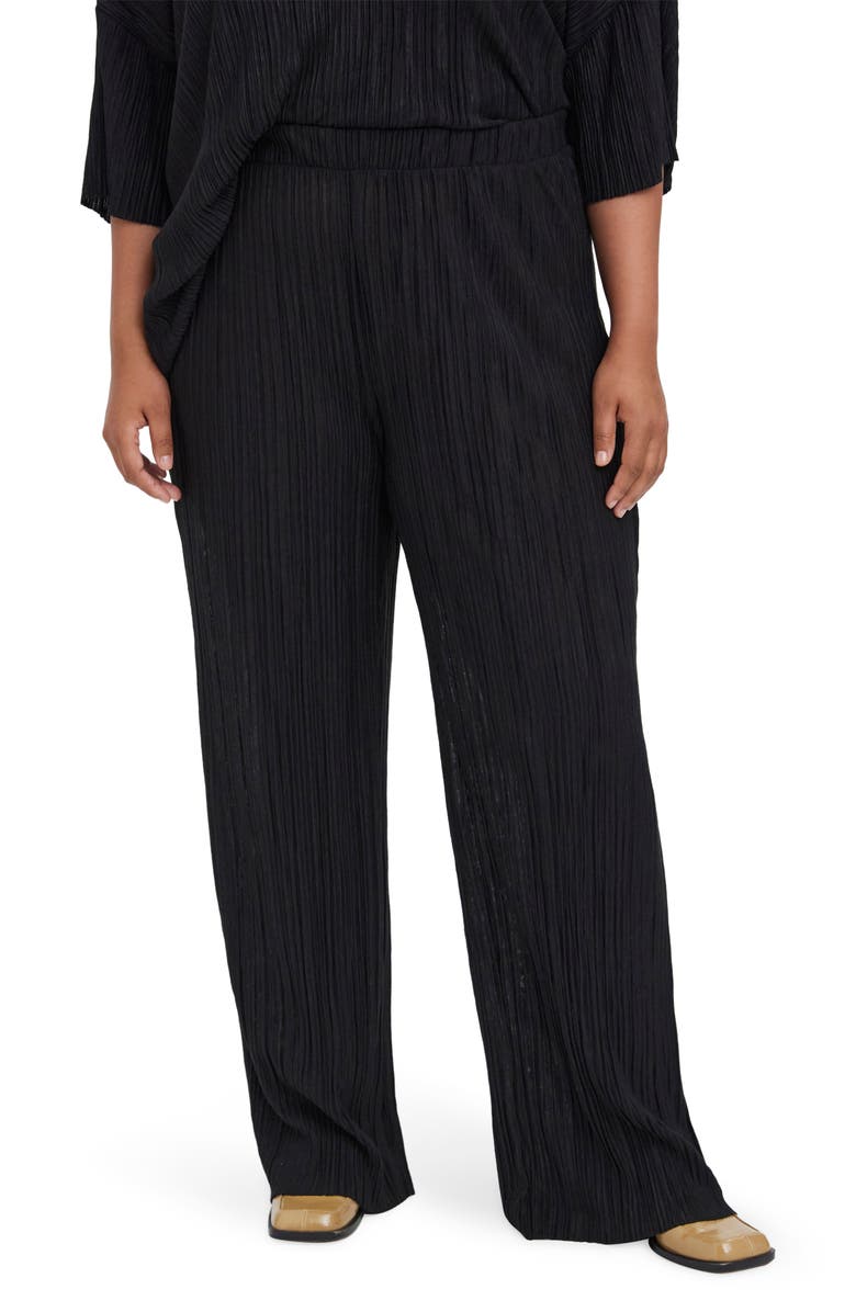 VERO MODA CURVE Cari High Waist Plissé Wide Leg Pants, Main, color,