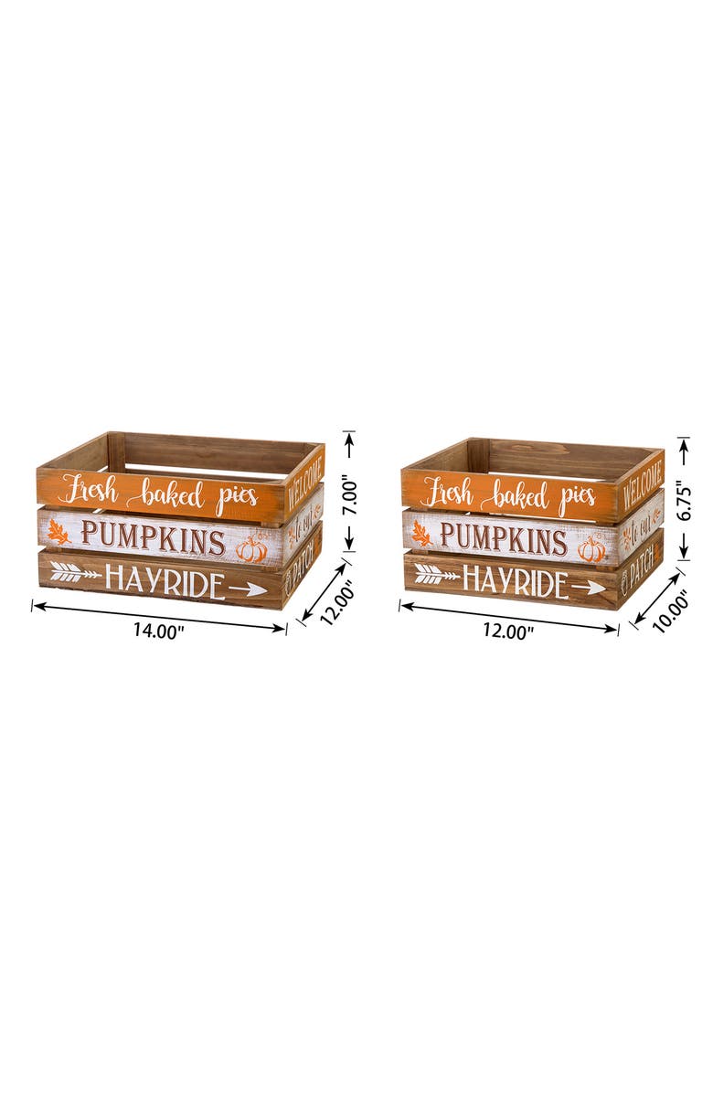 Glitzhome Set of 2 Wooden Pumpkin Crates Table Decor, Alternate, color, 