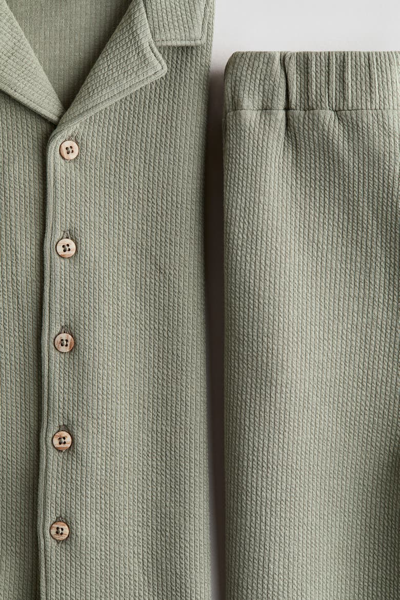 2-piece Textured Cotton Set, Alternate, color, Khaki green
