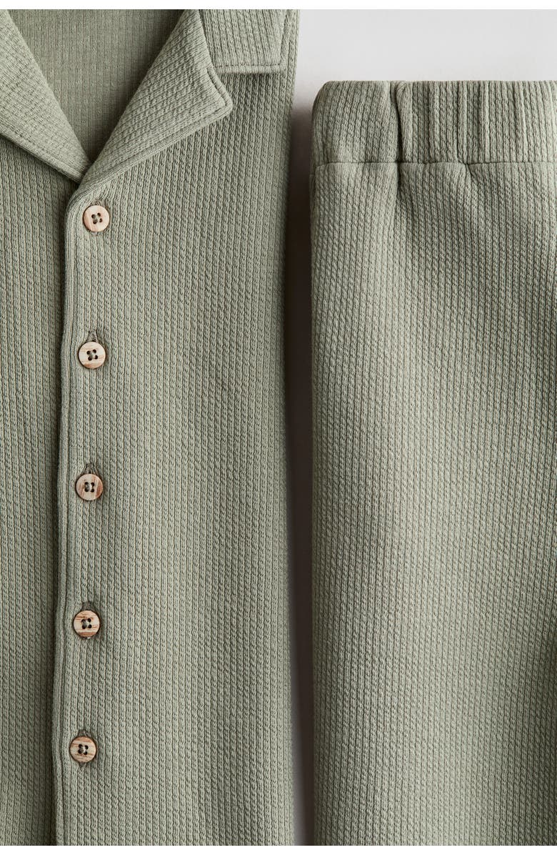 H&M 2-piece Textured Cotton Set, Alternate, color, Khaki Green