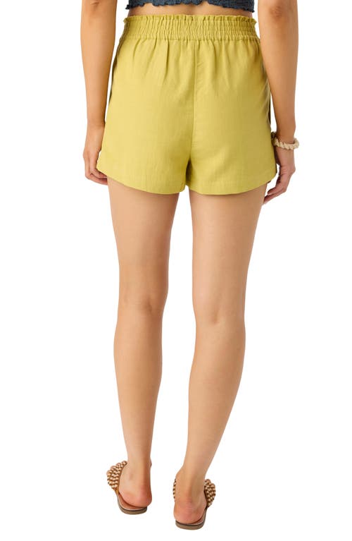 O'neill Sanders Smocked Waist Shorts In Golden Green
