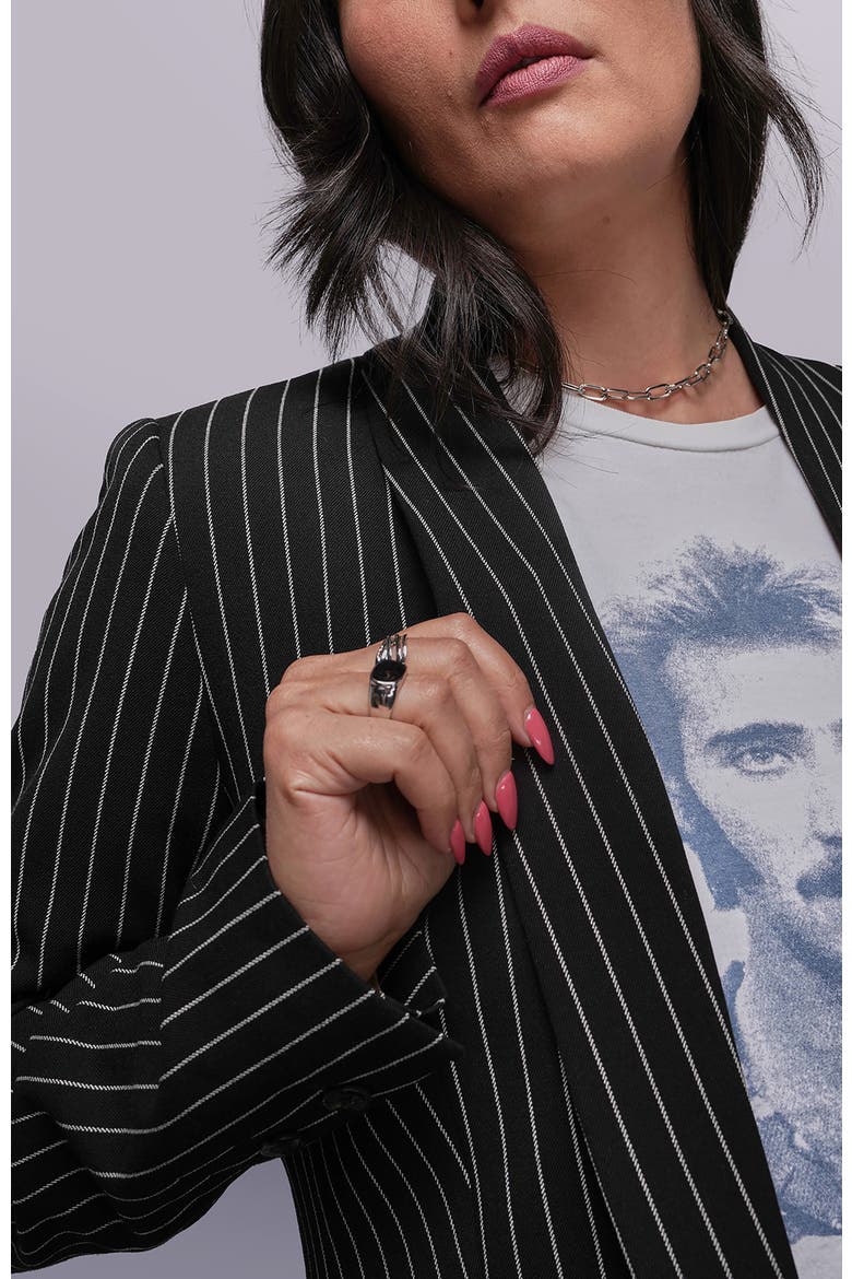 The Empower Pinstripe Tux Blazer, Alternate, color, BLACK/STONE
