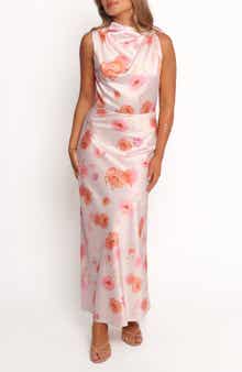 Petal & Pup Frayla Floral Print Satin Dress