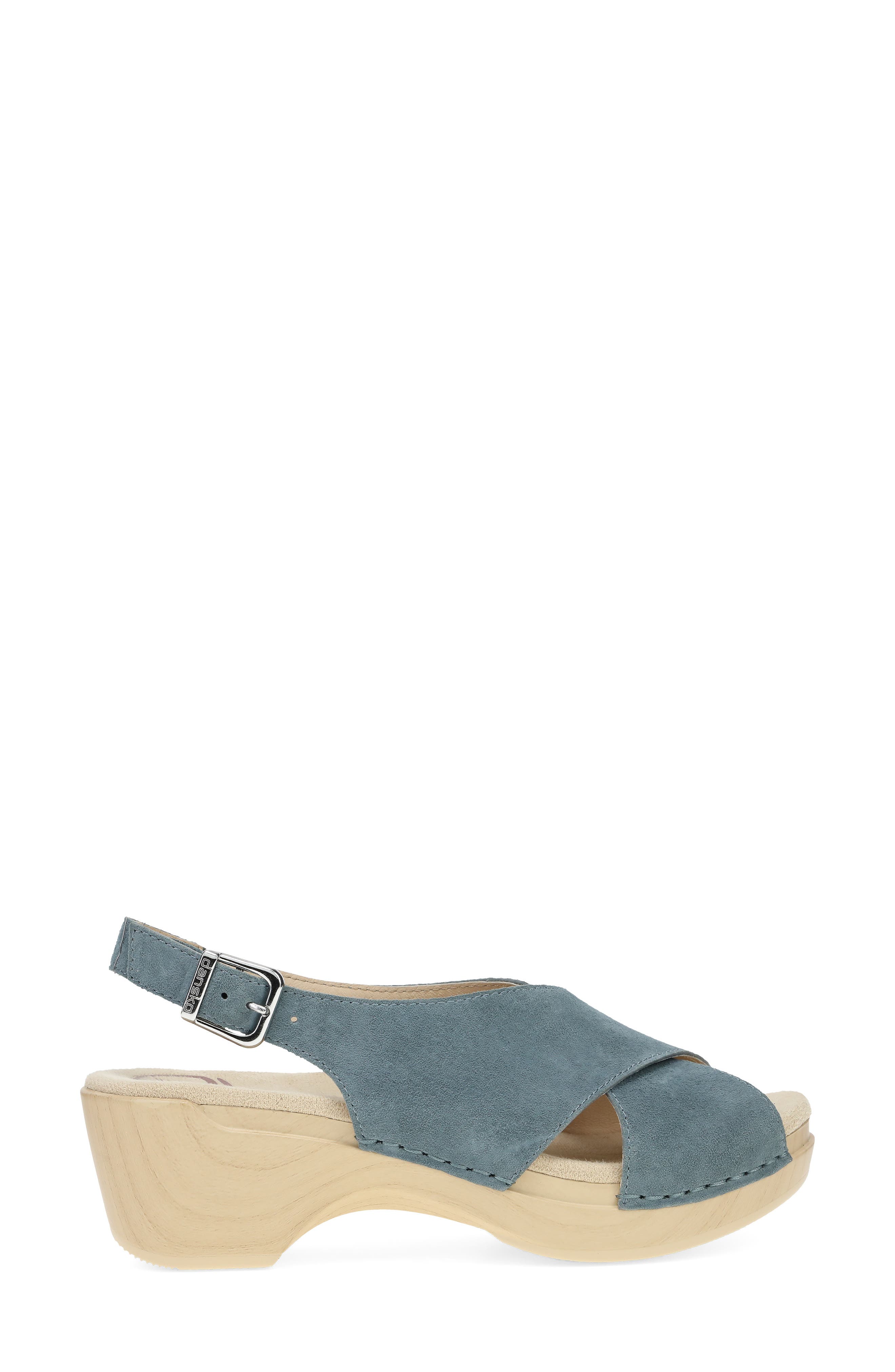 Dansko Sloane Slingback Platform Sandal, Alternate, color, Denim Suede