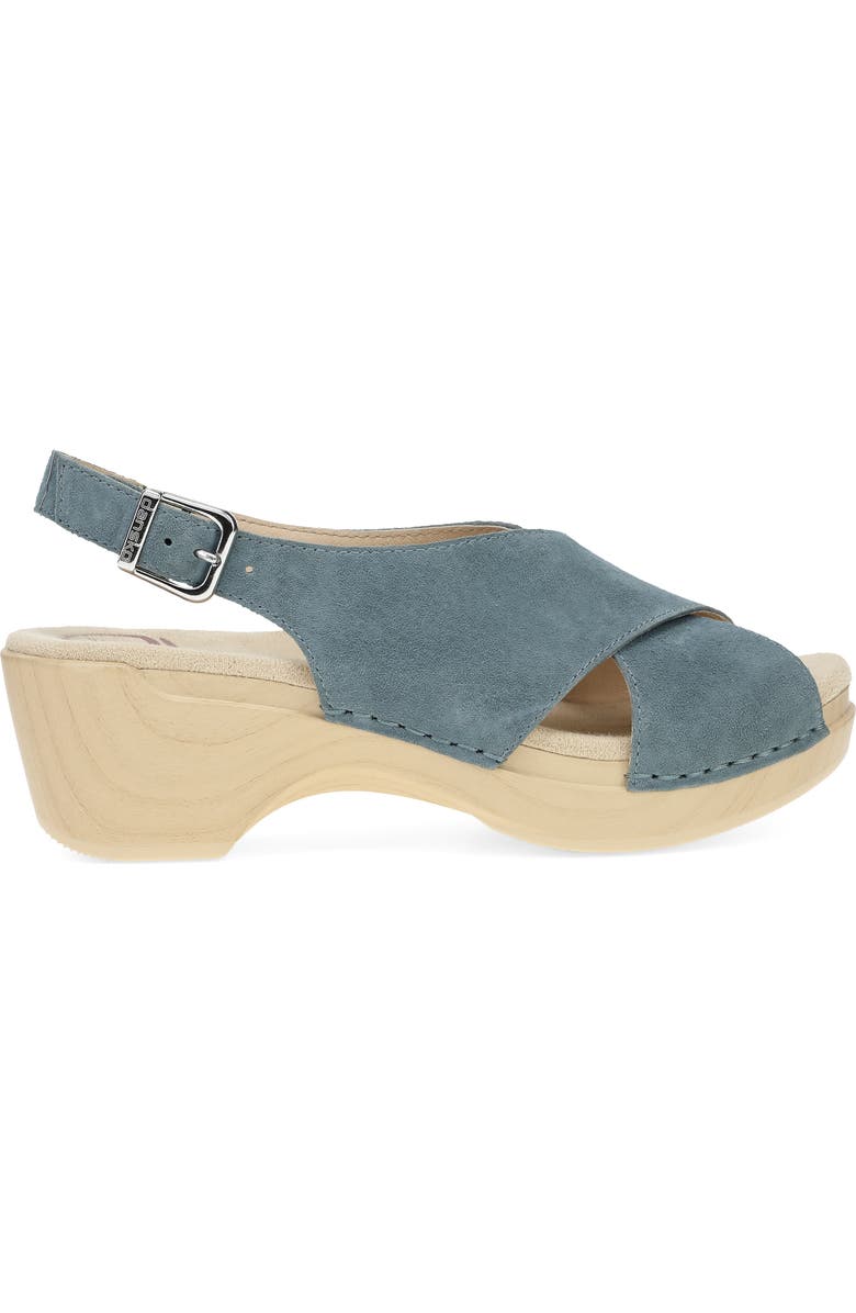 Dansko Sloane Slingback Platform Sandal, Alternate, color, Denim Suede