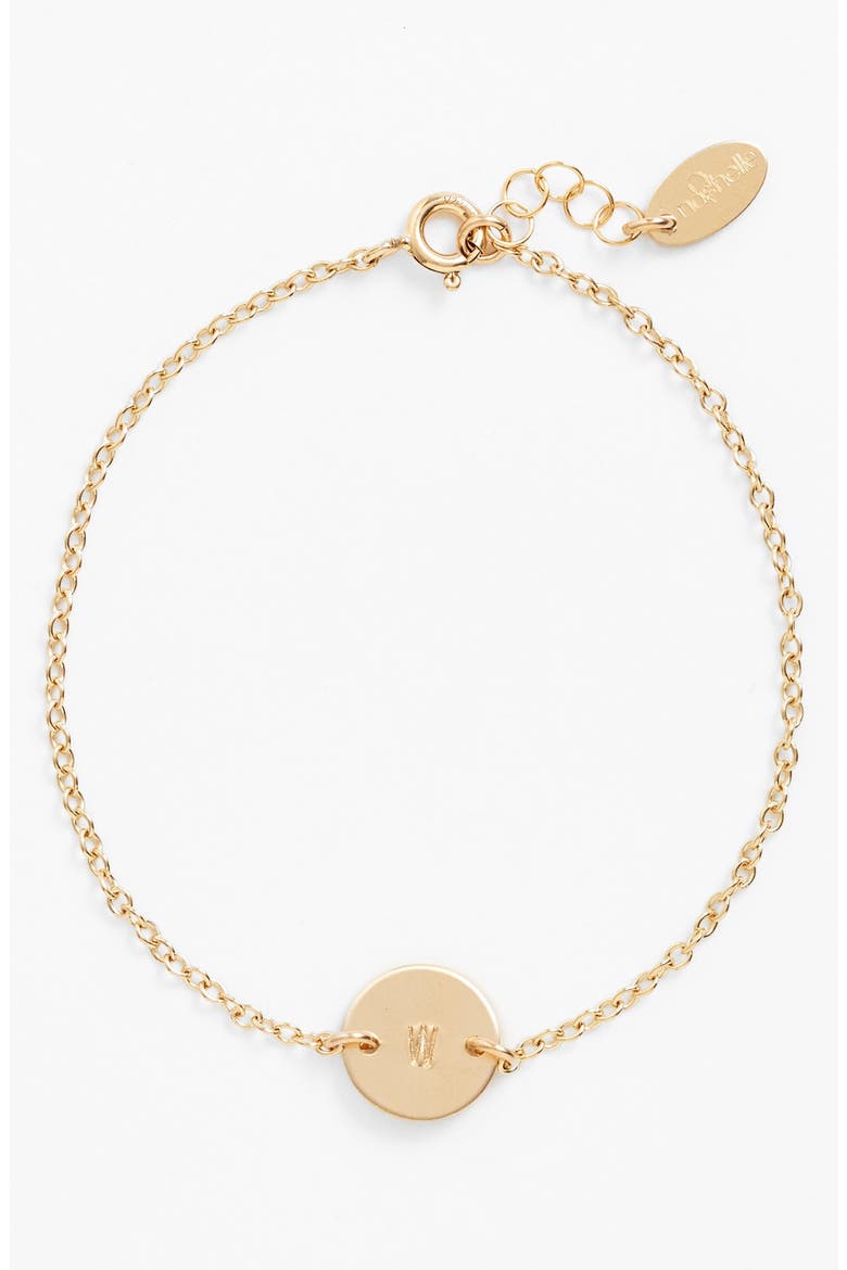 Initial Mini Disc Bracelet, Main, color, 14K GOLD FILL W