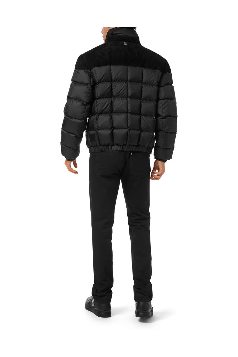 Puffer Down Jacket With Leather Inserts Men, Alternate, color, black