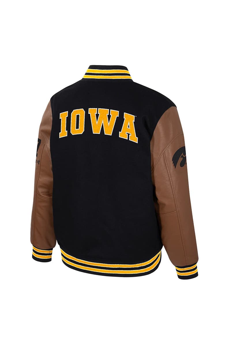 COLOSSEUM Men's Colosseum  Black Iowa Hawkeyes Letterman Full-Snap Varsity Jacket, Alternate, color, 