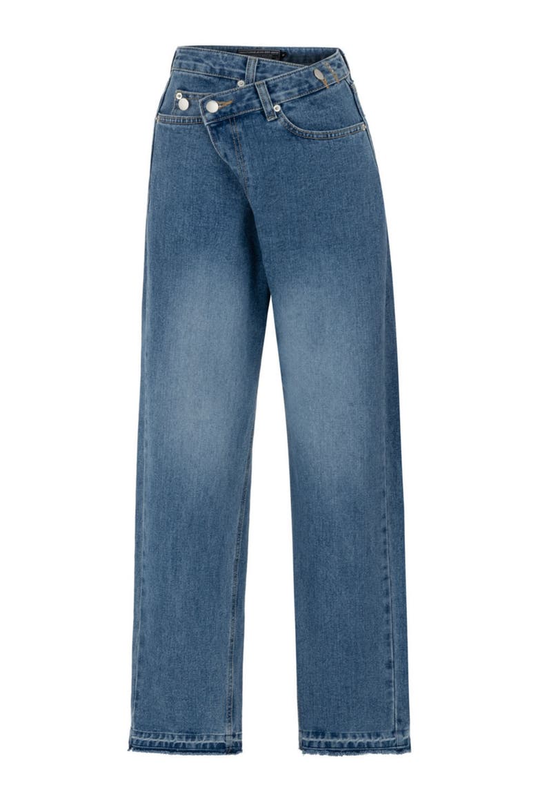 Jeans with Asymmetric Closure, Alternate, color, Blue