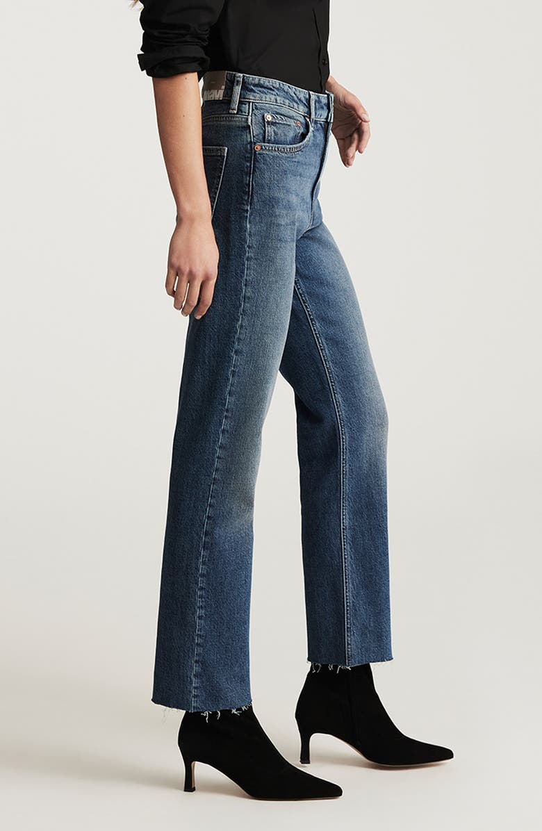 Mavi Jeans New York Raw Hem High Waist Ankle Straight Leg Jeans, Alternate, color, Deep Used Classic Blue