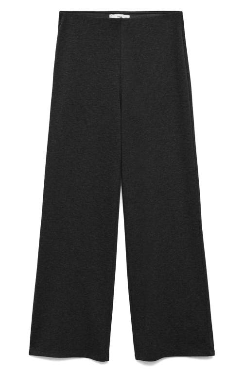 Mango Pull-on Knit Wide Leg Pants In Dark Heather Grey
