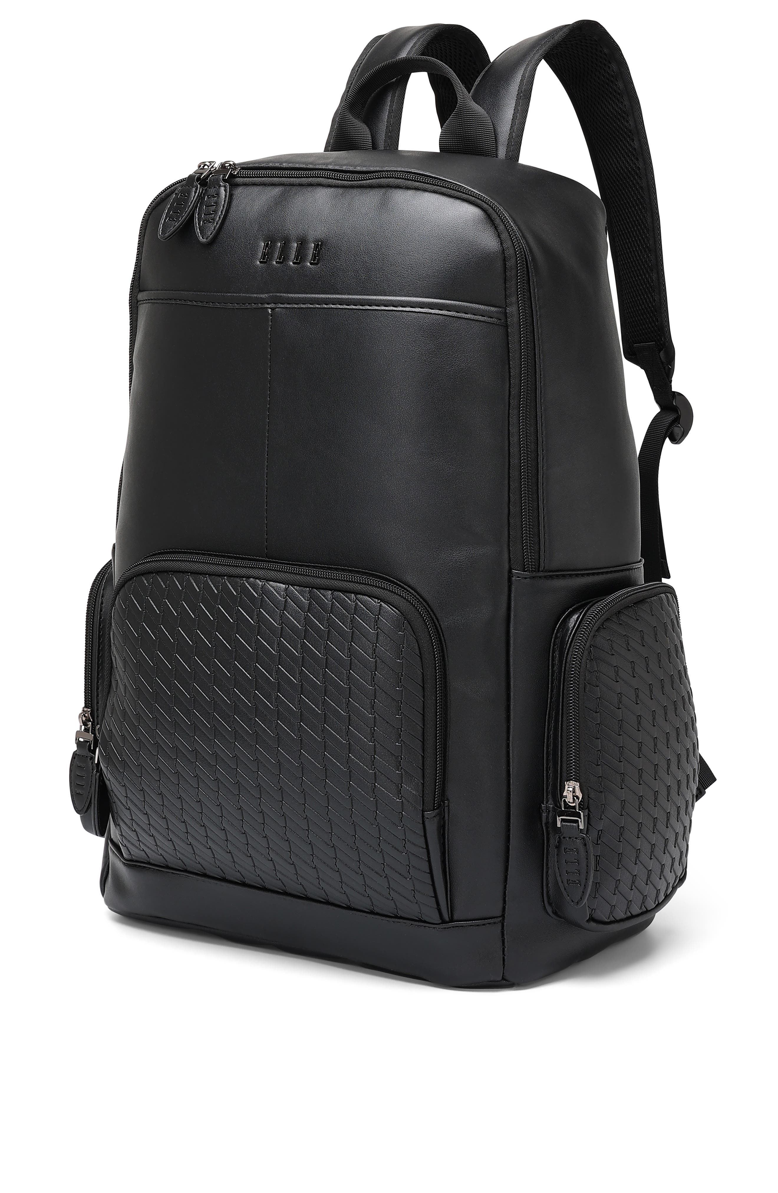 ELLE Leisure Luxe 27L Vegan Leather Backpack, Alternate, color, Black