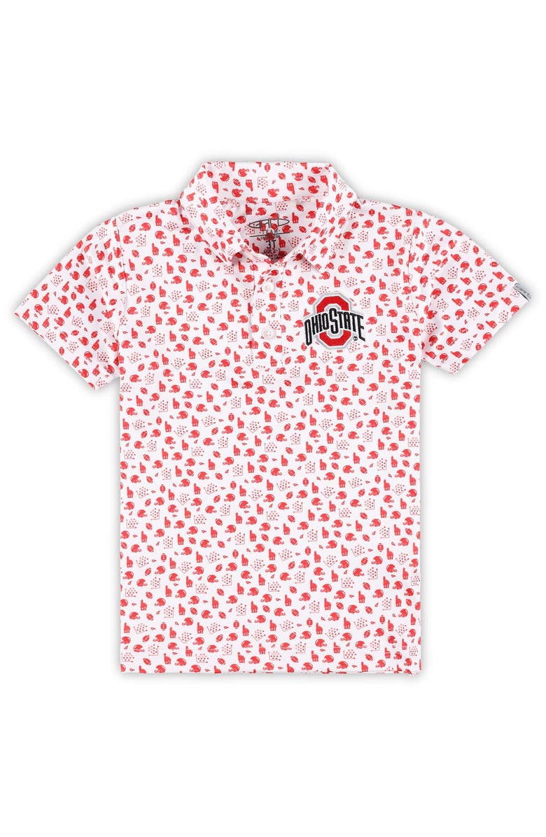 GARB Toddler Garb White Ohio State Buckeyes Earnest Allover Print Polo, Main, color, White