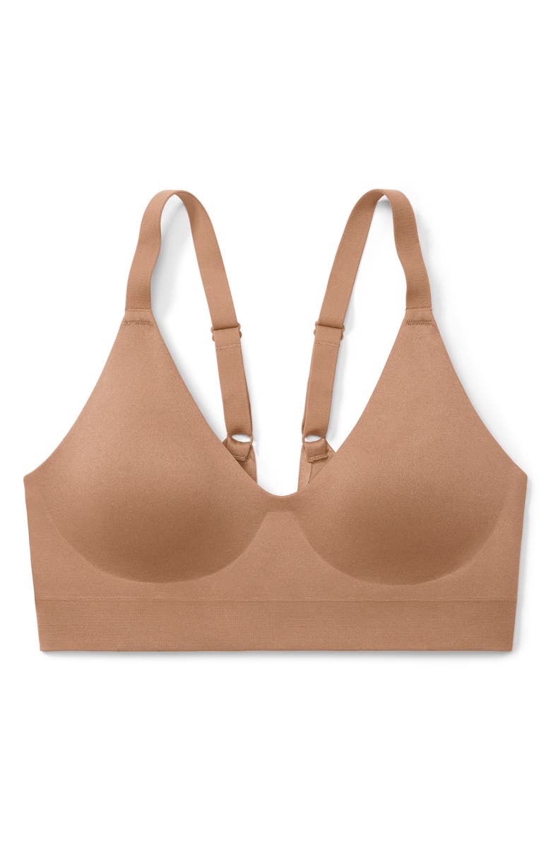 True & Co Soft Form V-Neck Bralette, Alternate, color, Bronzed
