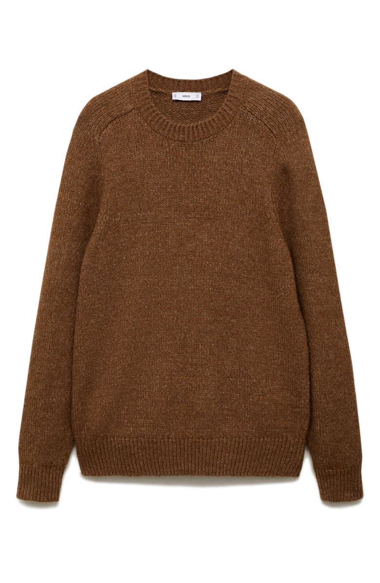 MANGO Wool & Cotton Blend Sweater, Alternate, color, Medium Brown