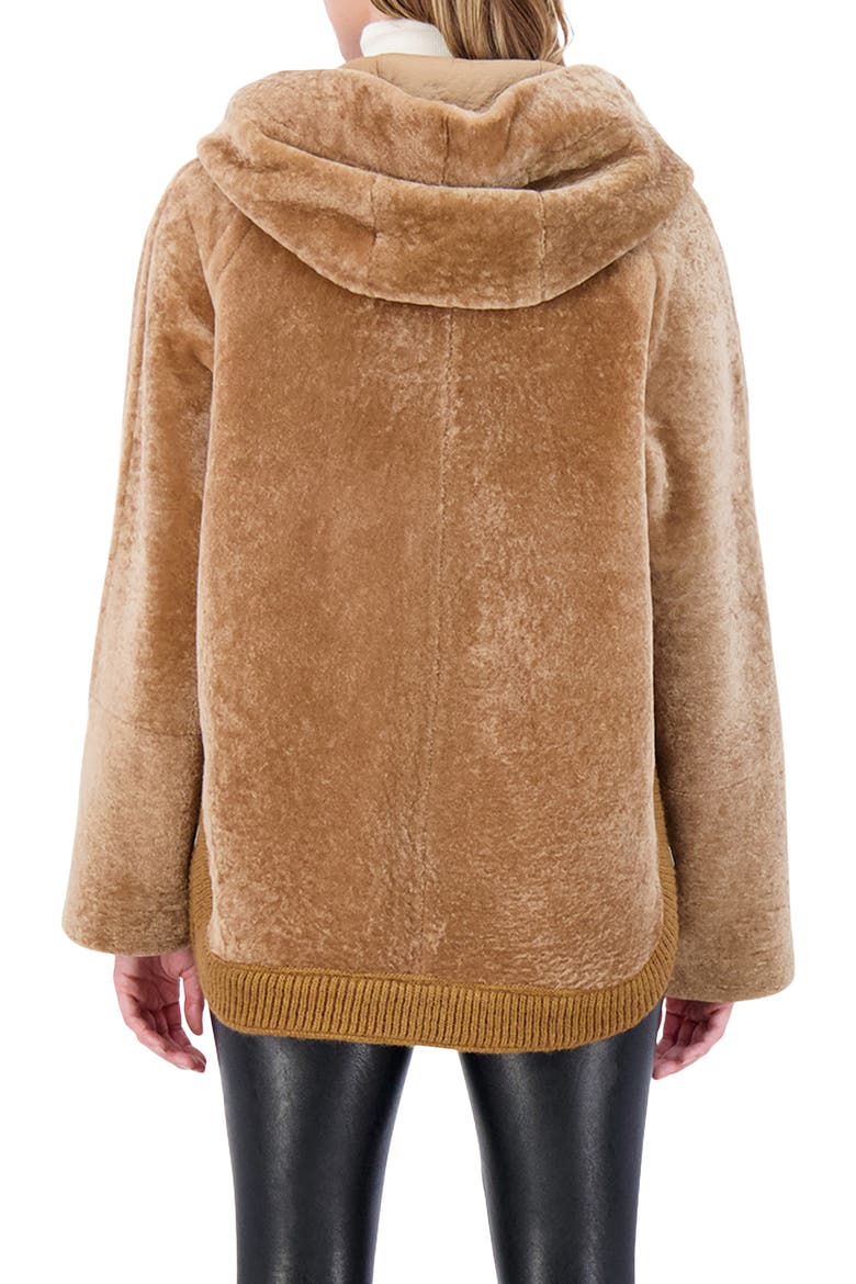 Reversible Textured Genuine Shearling Lamb Zip Parka with Ribbed Hem, Alternate, color, LATTE/LATTE
