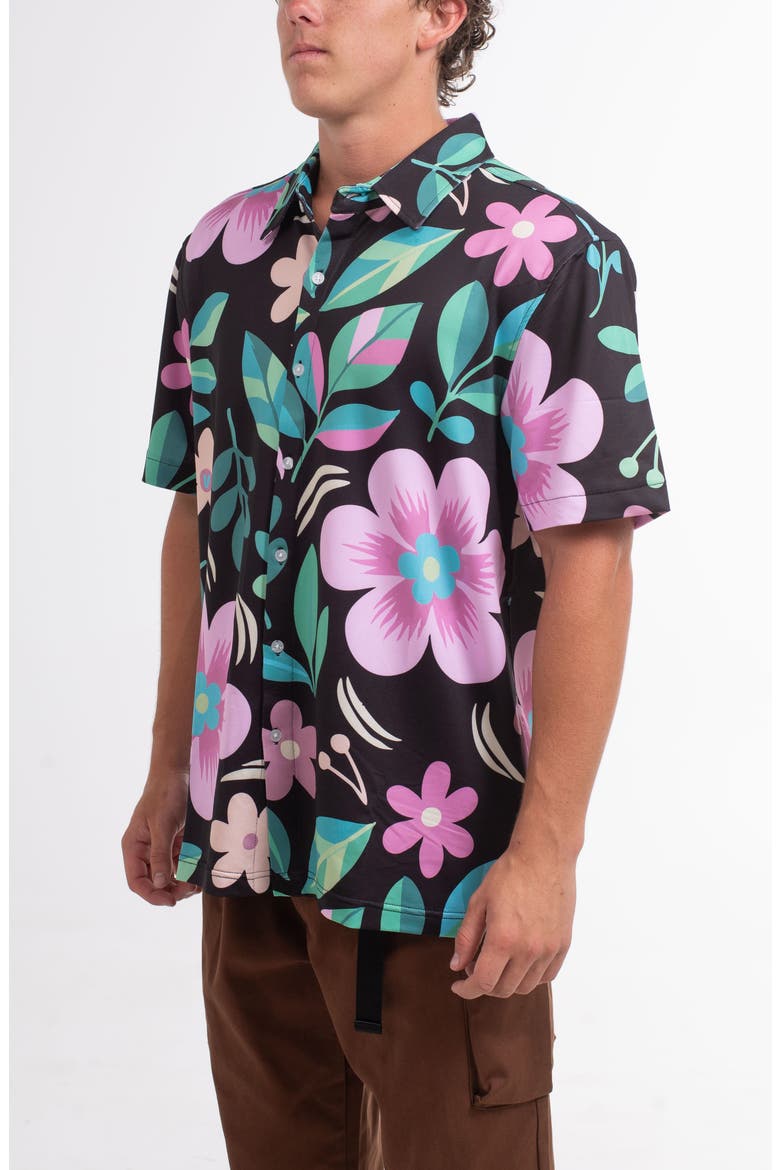Aqua Terra Performance Short Sleeve Button-Up Shirt, Alternate, color, PINK MULTI