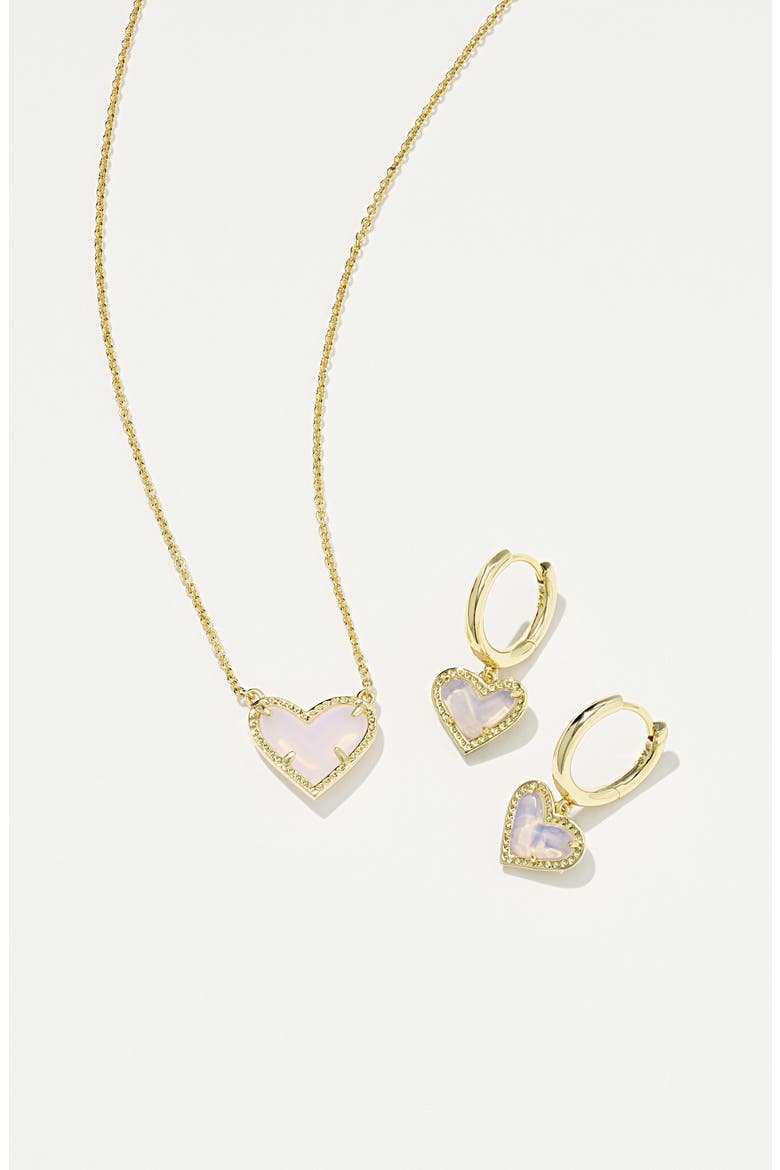 Ari Heart Huggie Hoop Earrings, Alternate, color, GOLD PINK OPALITE GLASS
