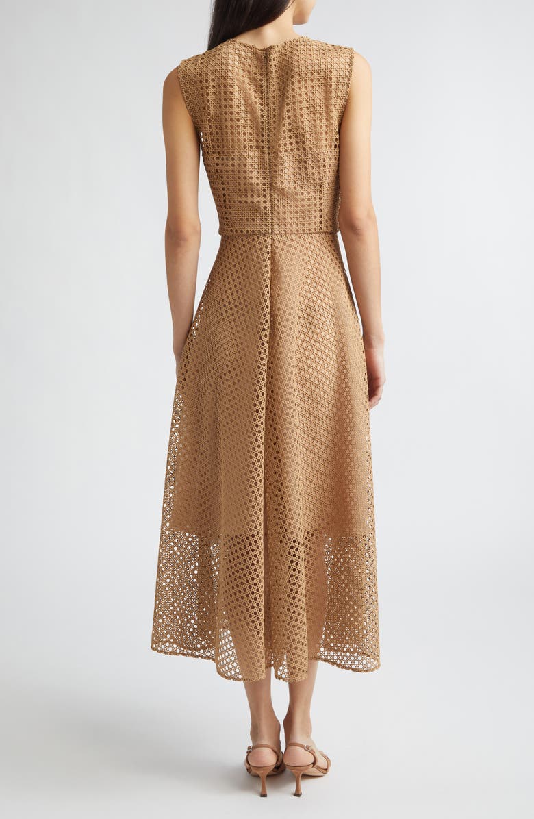 Oscar de la Renta Embroidered Geo Guipure Lace Dress, Alternate, color, Khaki