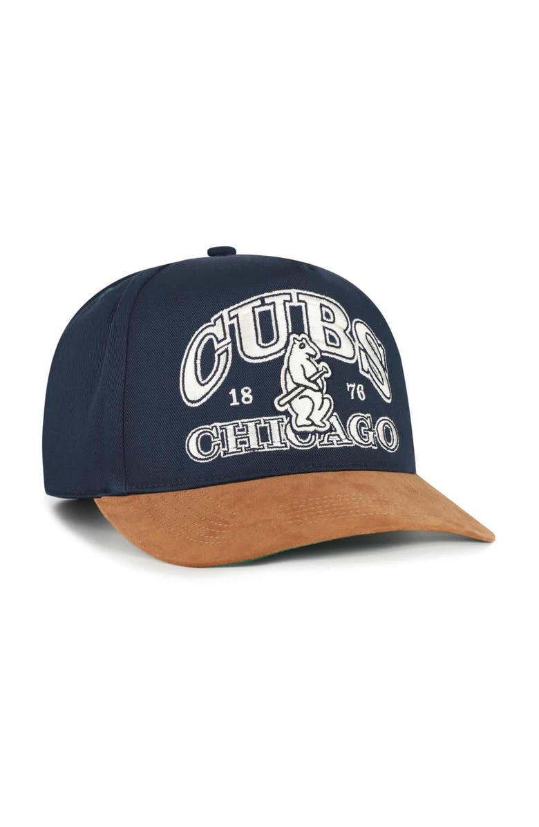 '47 Men's '47 Navy/Brown Chicago Cubs Cooperstown Break Wood Suede Hitch Adjustable Hat, Alternate, color, Navy