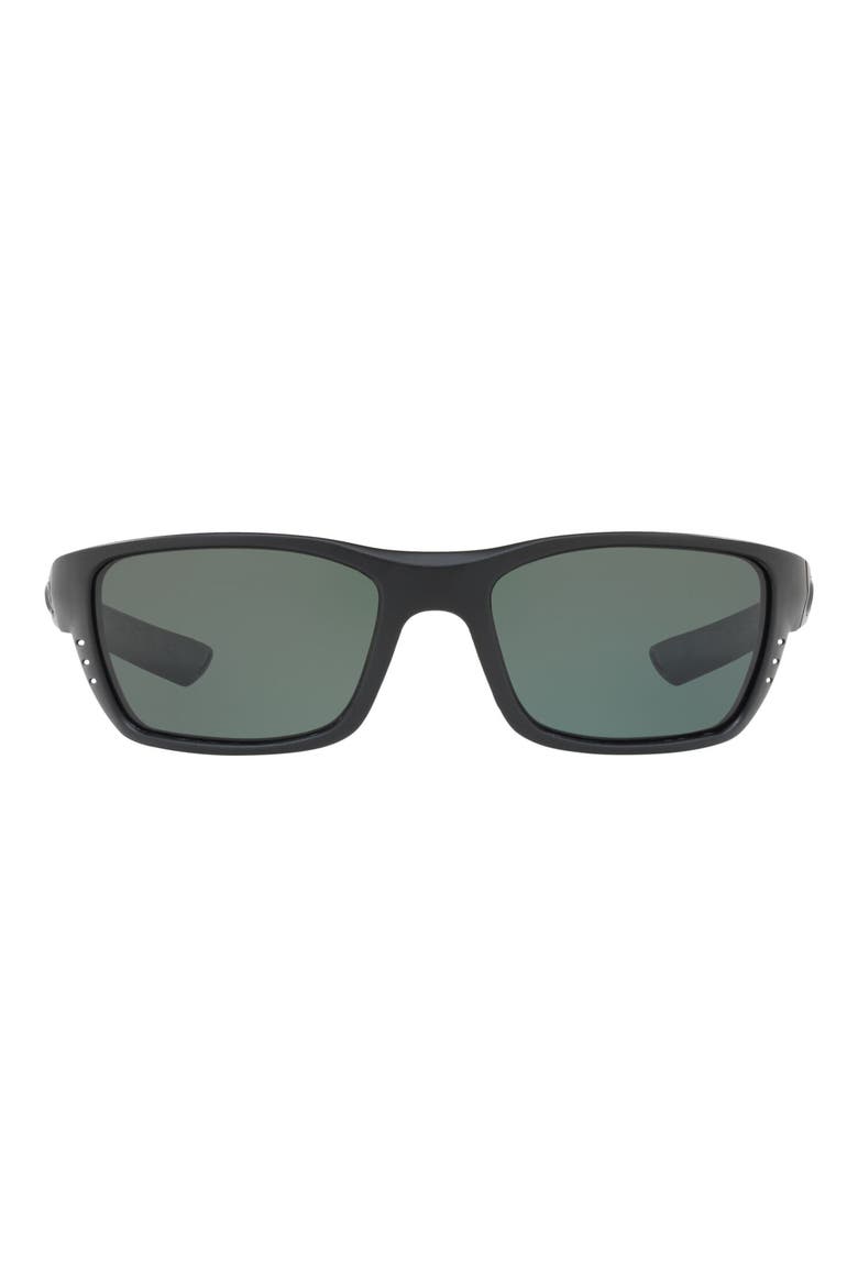 58mm Polarized Wraparound Sunglasses, Main, color, BLACK SILVER