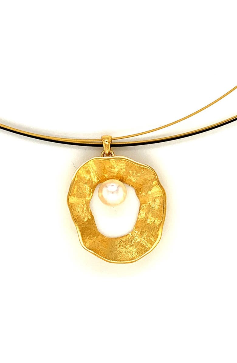 Esin Akan Dance of Stamens Necklace Midi, Gold plated Hollow Bezel with Fresh Water Pearls, Alternate, color, Gold-Plated