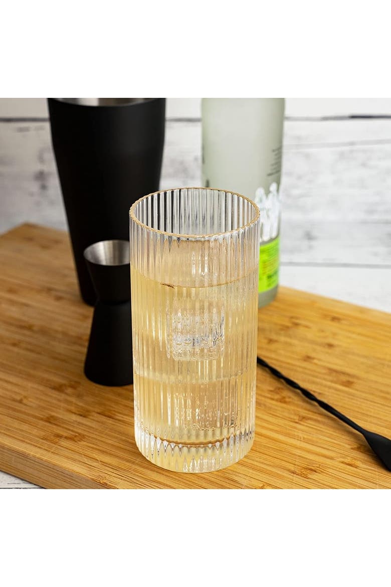 Vintage Straight Line Tumbler - 12oz - Set of 4, Alternate, color, Clear
