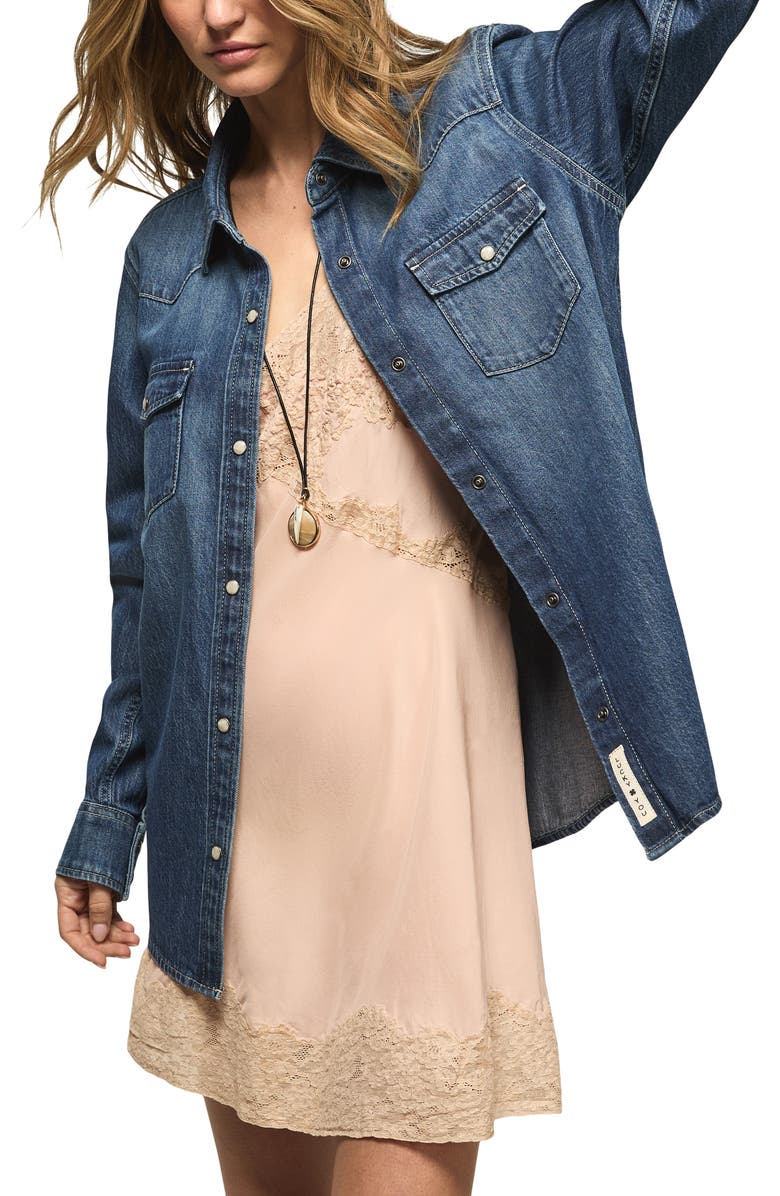 Lucky Brand Western Denim Shirt, Alternate, color, Night Dream Wash