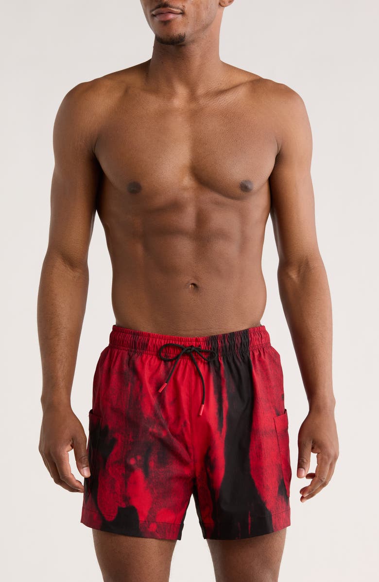 BOSS Myst Swim Trunks, Main, color, Open Red