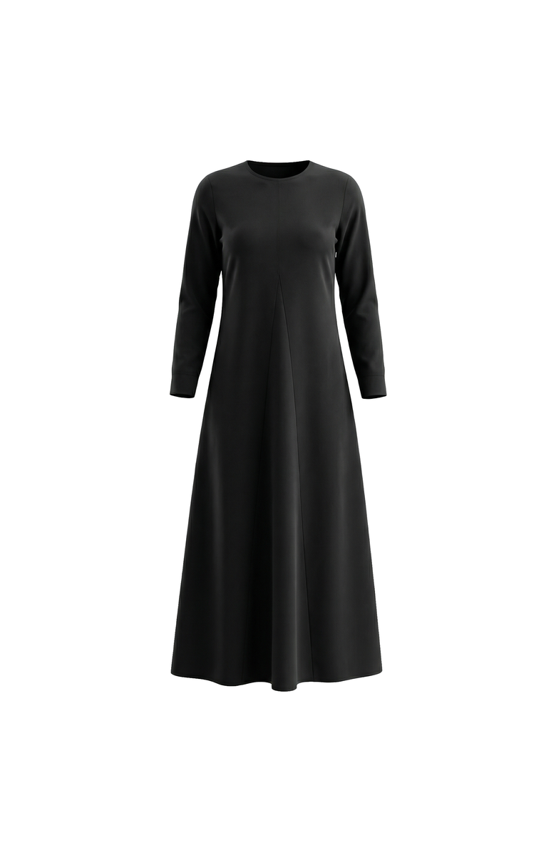 La Enceinte Maternity Crepe Long Sleeve Flared Maxi Dress, Main, color, Black