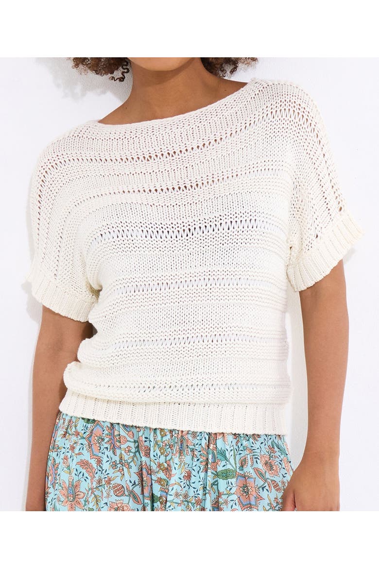Boatneck Pointelle Sweater, Alternate, color, IVORY