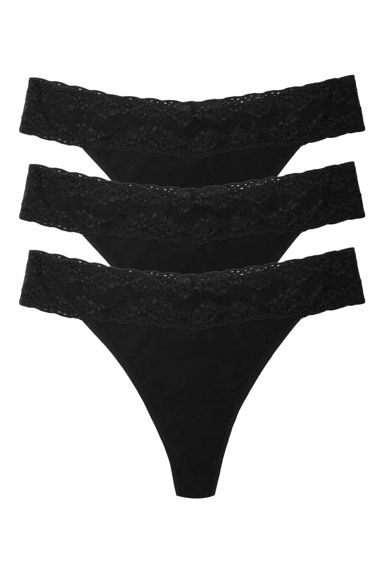 Bliss Perfection One Size Thong 3-Pack, Main, color, BLACK