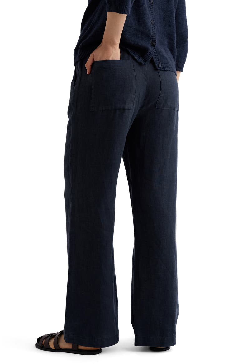 Tide Flow Wide Leg Linen Pants, Alternate, color, NAVY