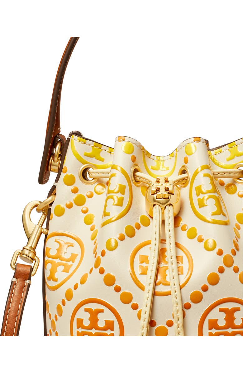 Tory Burch Mini T Monogram Embossed Leather Bucket Bag, Alternate, color,