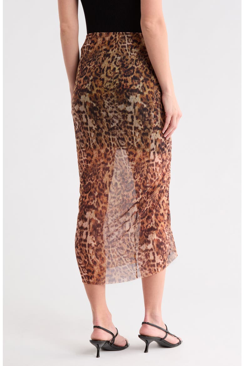 Nora Ruched Mesh Midi Skirt, Alternate, color, EVIA GOLDEN BROWN