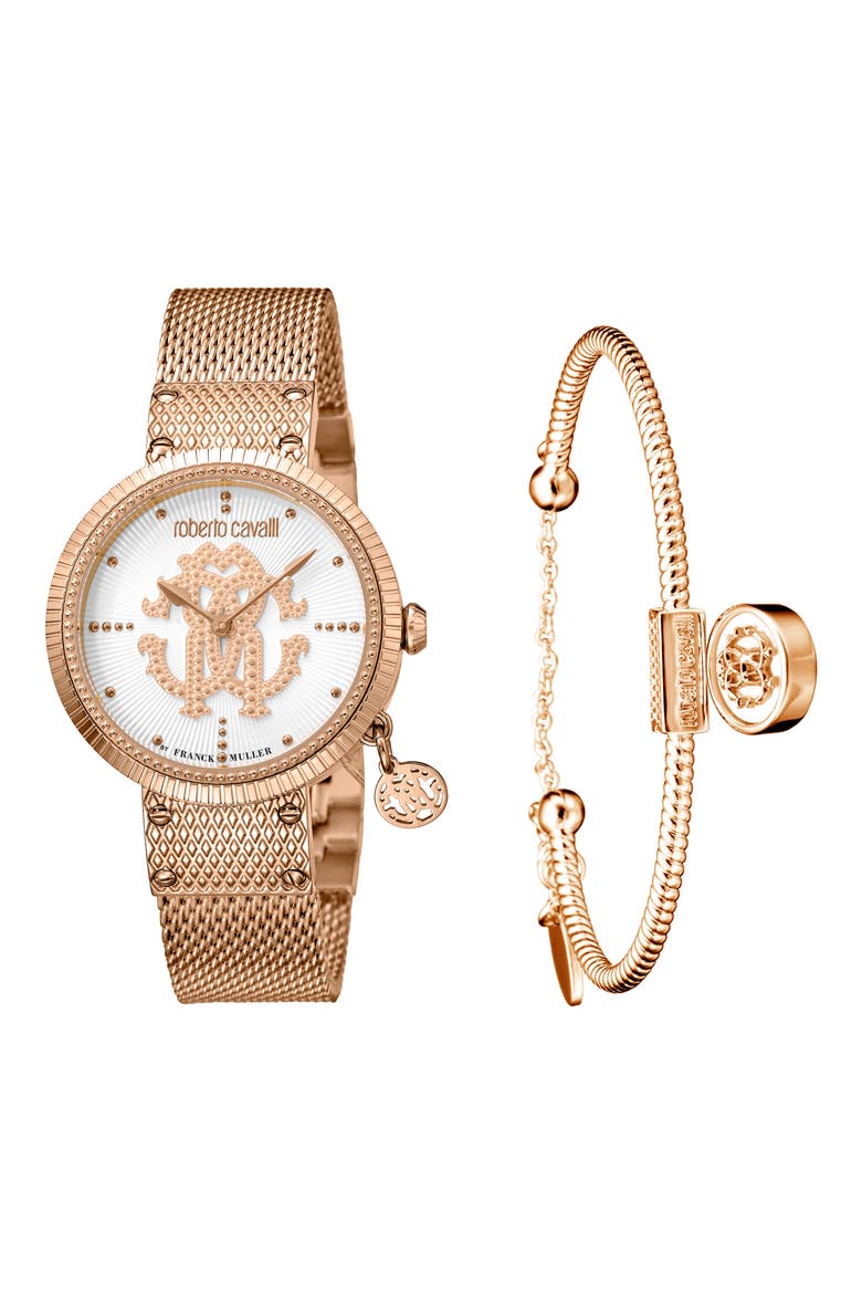 Dotted Bracelet Watch, 34mm, Alternate, color, ROSE GOLD/ SILVER/ ROSE GOLD