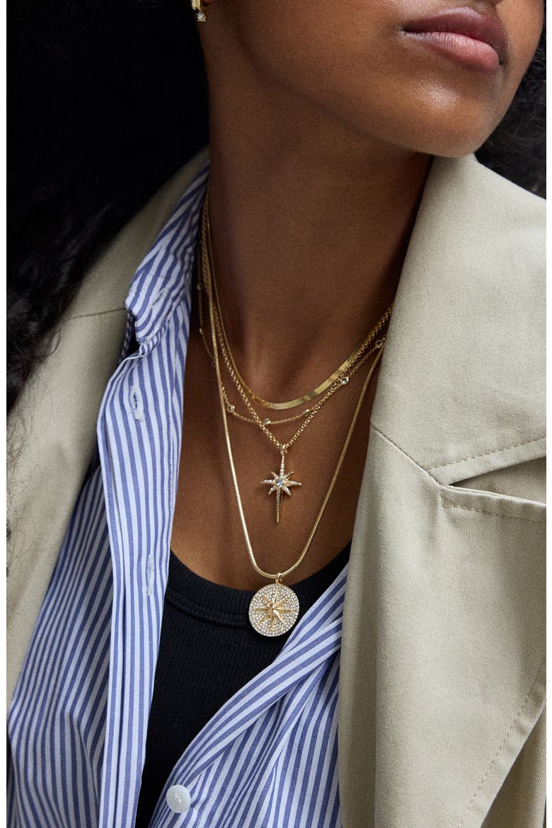 Lyra Celestial Layered Necklace, Alternate, color, CLEAR