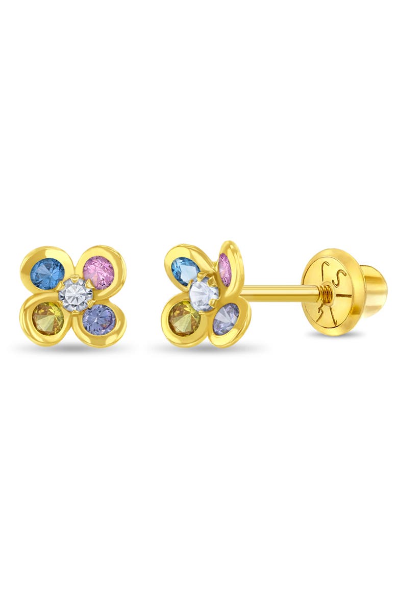 14k Sparkling Flower Girl Earrings, Main, color, Multi-Color