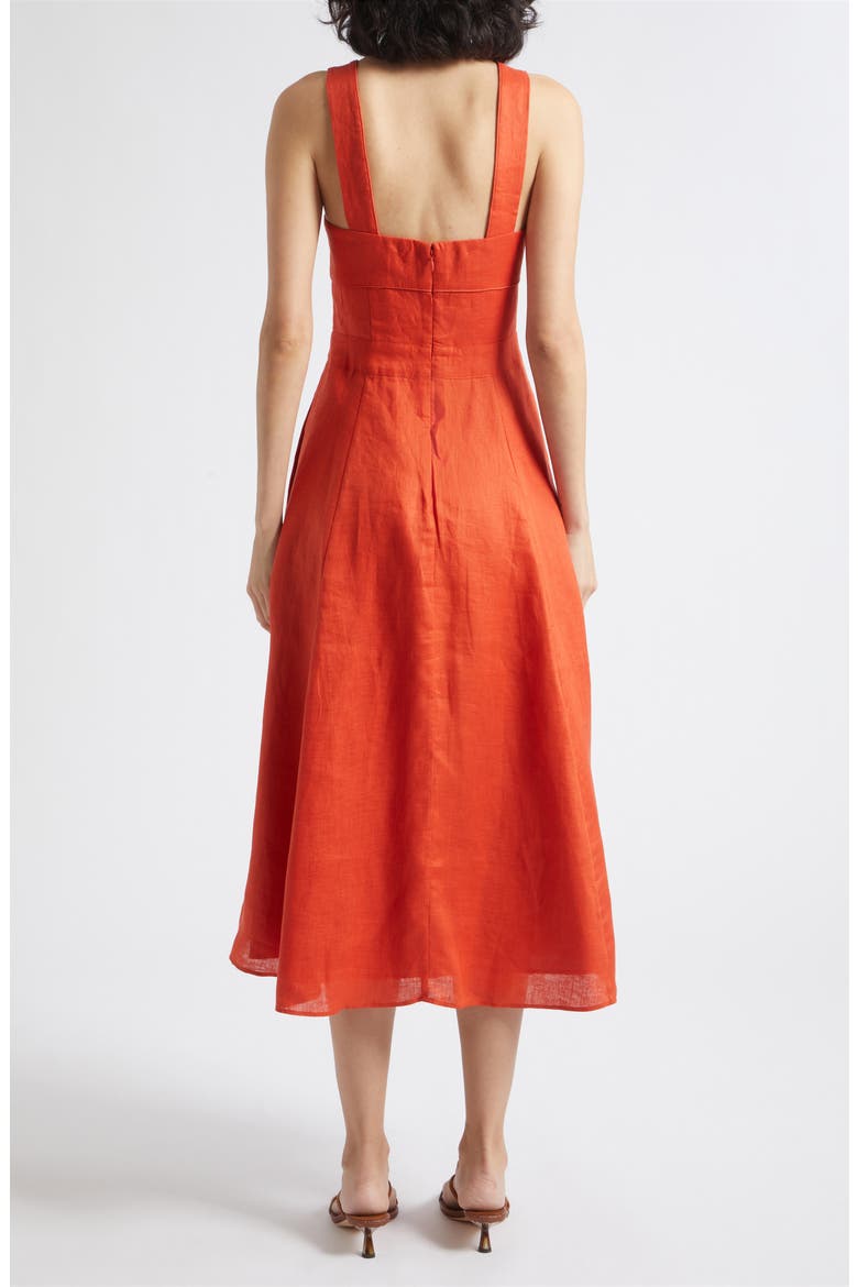 Dorethea Sleeveless Linen Midi Dress, Alternate, color, CORAL ORANGE