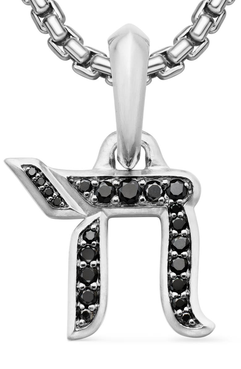 David Yurman Chai Amulet in Sterling Silver with Pavé Black Diamonds, Alternate, color, Black Diamond